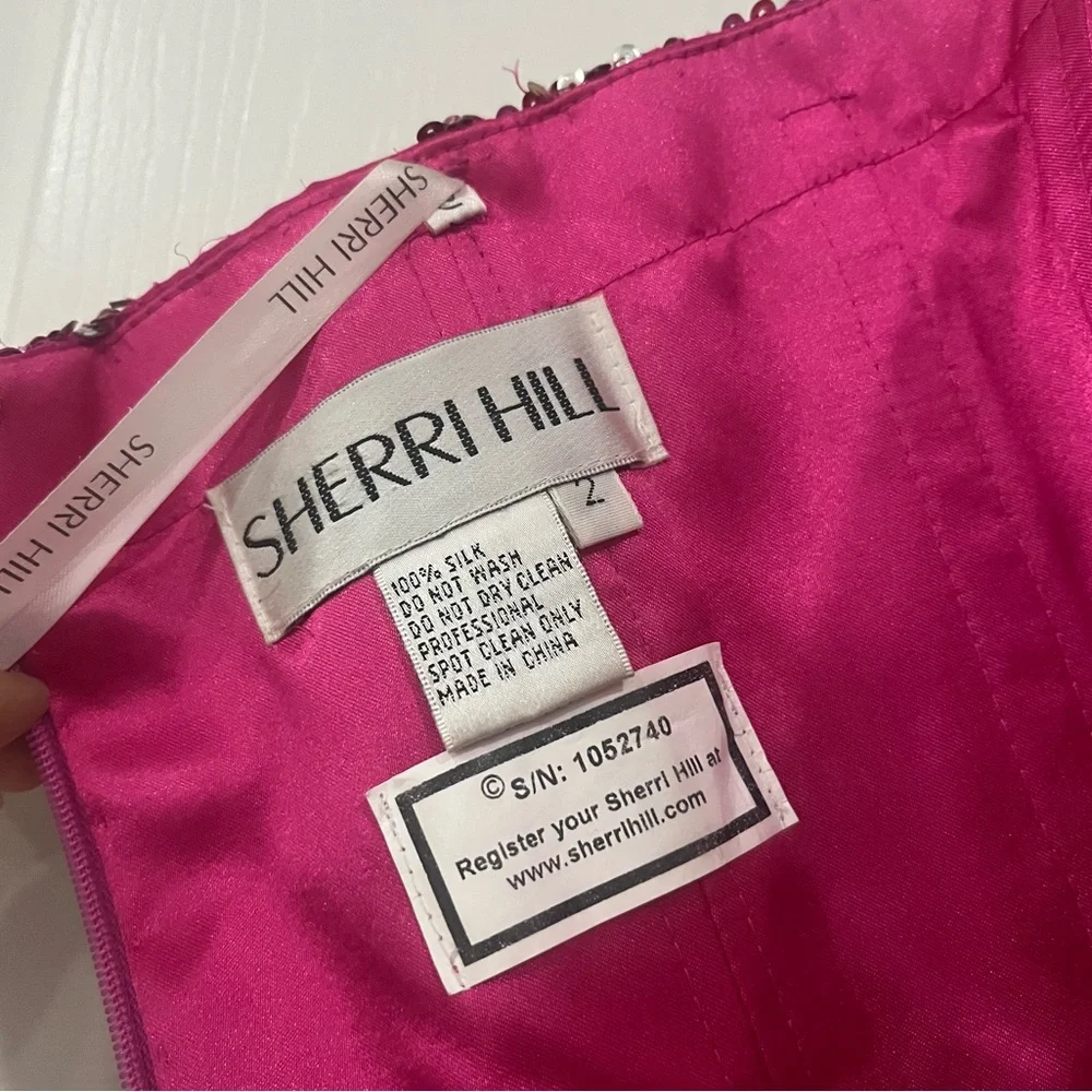 SHERRI HILL Pink Beaded Cocktail Dress Size 2 - Picture 6 of 8